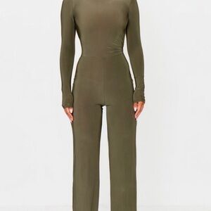 PrettyLittleThing Khaki Long Sleeve Jumpsuit